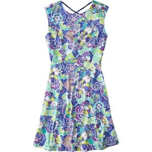 Title Nine Floral Blue and Green Dress